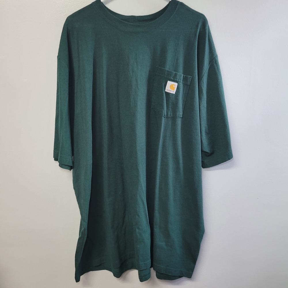 Carhartt Loose Fit Pocket T-Shirt Mens 3XLT Green Short Sleeve Cotton K87